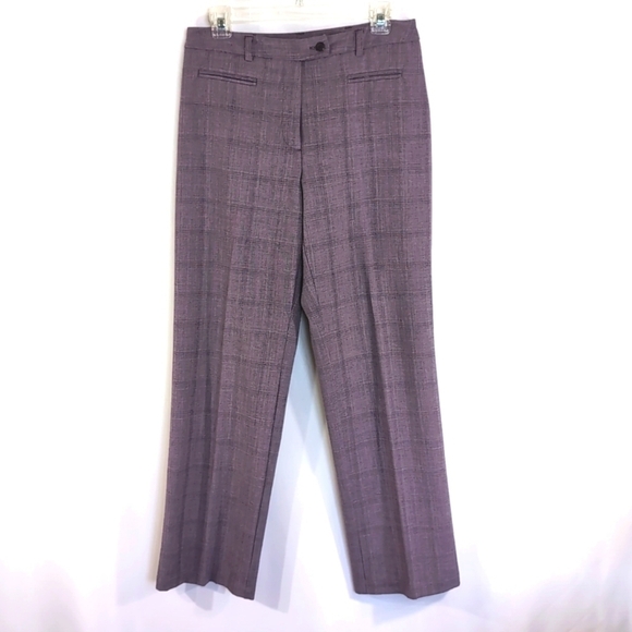 Sag Harbor Purple Plaid Front Pockets Zipper and Button Closure Size 10P - Picture 2 of 8